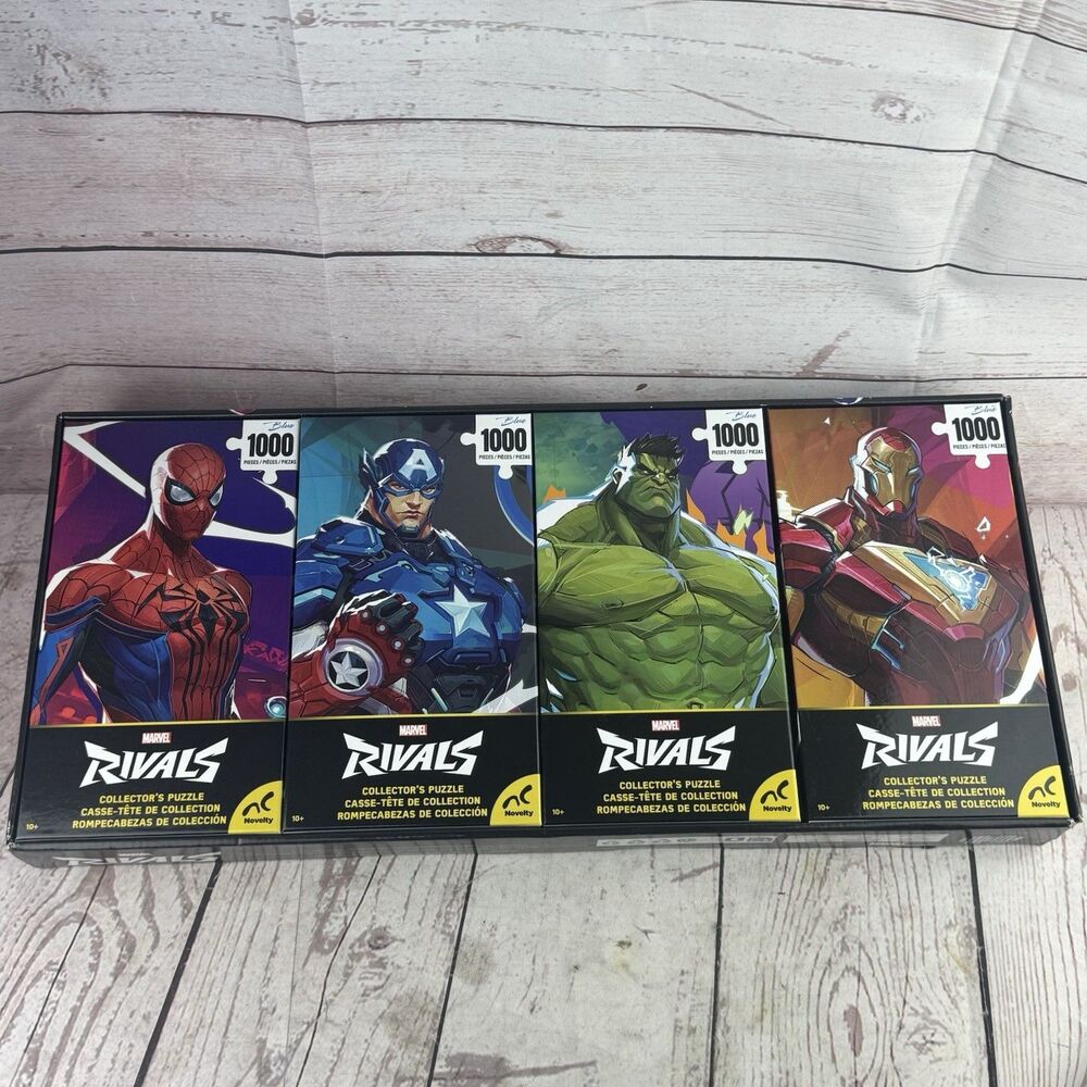 Marvel Rivals 4 Pack 1000 Piece Puzzles Spider Man Captain America Hulk Iron Man